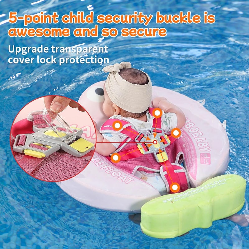 V Convey Mambobaby Float with Canopy and Tail New Upgraded Non-Inflatable Baby Pool Float Mambo Float Swim Trainer Solid Infant Swim Float Adjustable Pearl Foam Baby Swim Ring - Image 4